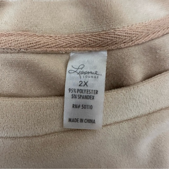 Lissome Lounge Tan Velvet Pajama Jogger Set size 2X - Picture 3 of 6